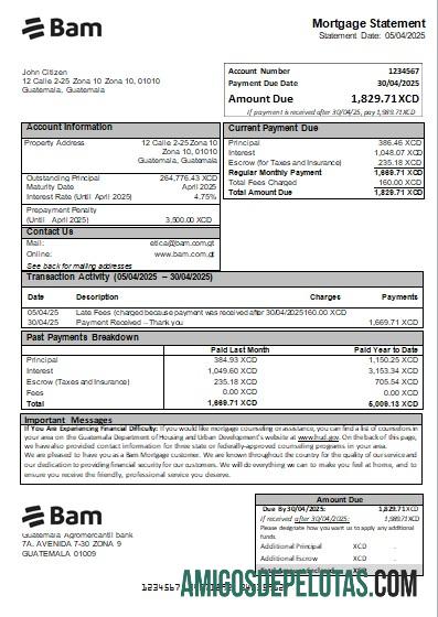 Declaração de hipoteca do Banco Agromercantil da Guatemala Scr baixar para verificação
